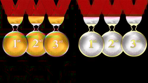Gold and Silver 1st 2nd 3rd Place Medals Animation