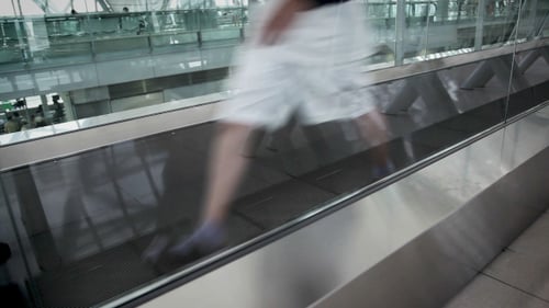 Modern Moving Walkway in Bright Public Space