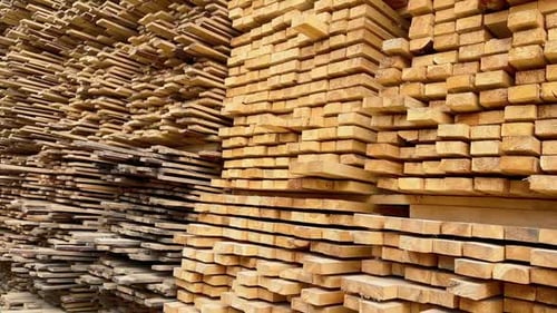 Close Up of Stacks of Lumber Material