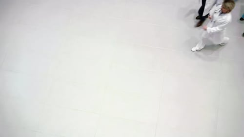 Medical Professionals Walking in Hospital, Aerial View