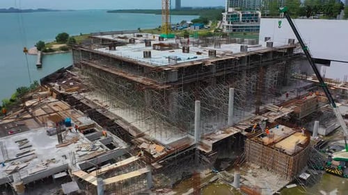 Zumbido Shot 4K para obra de construcción