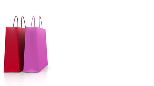 Animated Colorful Shopping Bags Appearing on White
