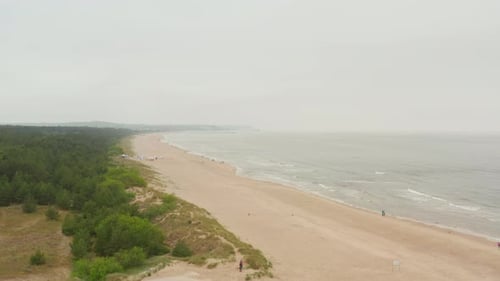 Aerial View of Baltic Sea Coast of Germany with Cloudy Overcast Sky