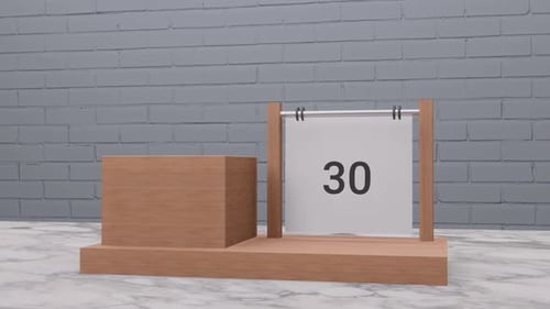 Animated Wooden Desk Calendar Day Countdown
