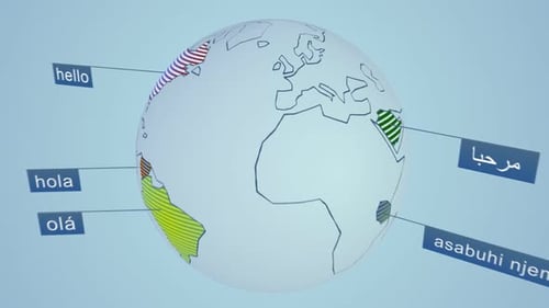 Word "hello" in fourteen widely spoken languages in the World. Colorful scheme.