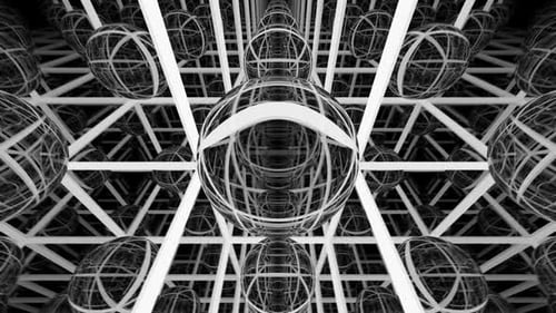 Abstract animation of a sphere inside mirror cube with recursion. Loopable. HD