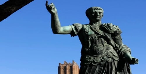 Trajan's Statue in Rome Long Shot