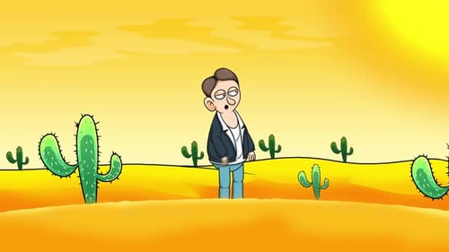 Cartoon Character In Hot Summer Day