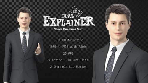 3D Animated Businessman with Lip Sync and Hand Gestures