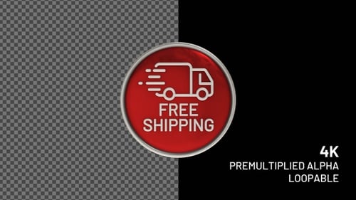 Rotating 3D Free Shipping Badge Animation