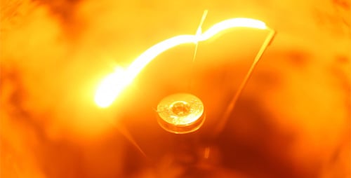 Electrical Arc Close Up of Yellow Lightning