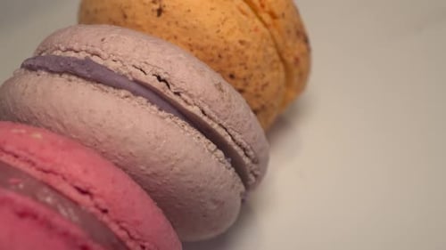 Colorful Macarons Displayed in a Close-Up Shot