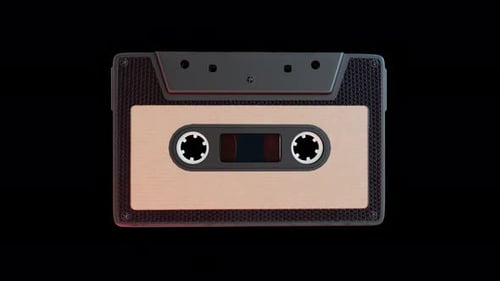 Animated Vintage Cassette Tape 3D Rotation