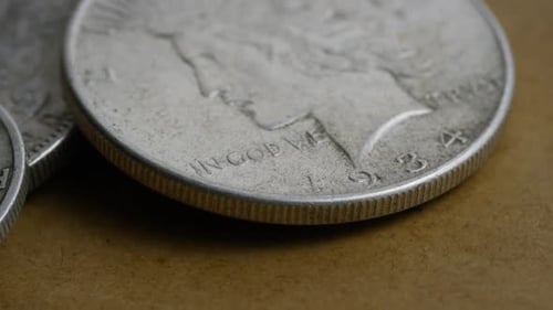 Macro Shot of Vintage Silver Coins