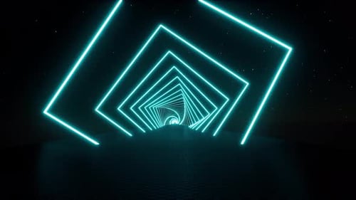 Blue Rectangle Neon Tunnel Glowing Light Tube VJ Ar Technology
