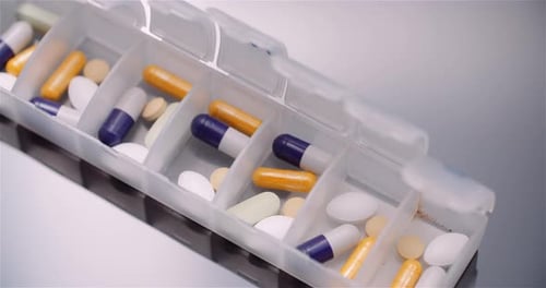 Pills and Capsules in Plastic Pill Box