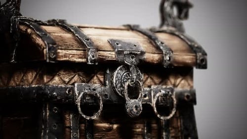 Grungy Wooden Treasure Chest Lock Animation