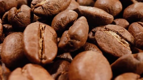 Roasted Coffee Beans Close Up Macro