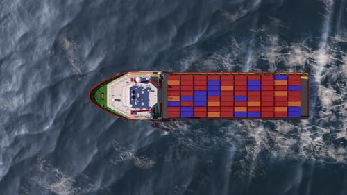 Luftaufnahme des Container-Frachtschiffs