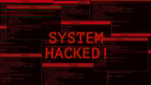 System Hacked Glitch Text Reveal with Binary Code Animation