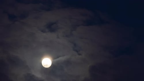 Full Moon Moving Across Dark Cloudy Sky