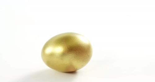 Golden Egg Close Up on White Background