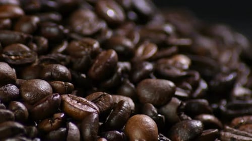 Aromatic Dark Roast Coffee Beans Close Up