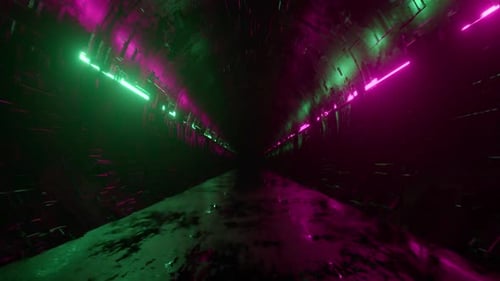 Endless Flight in a Futuristic Metal Corridor