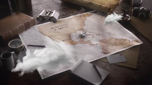 Vintage Travel World Map Country Mexico Location