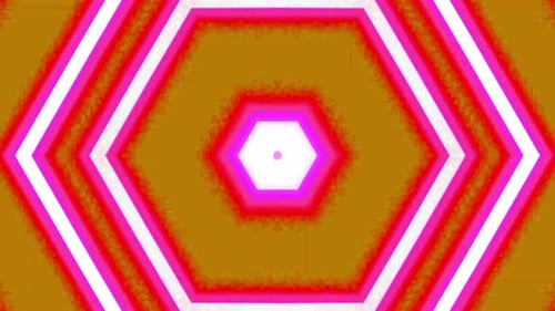 Fond graphique animé abstrait. Pour le spectacle, ornements lumineux animés et colorés. Forme de pentagone