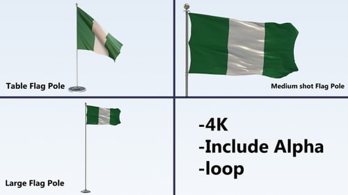 Realistic Waving Nigerian Flag with Alpha Channel