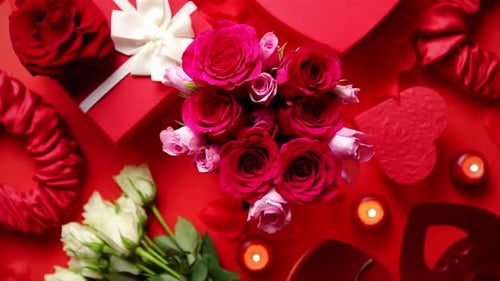 Romantic Valentine's Day Gifts and Roses Arrangement