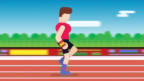 Animated Flat Design Runner on an Athletic Track