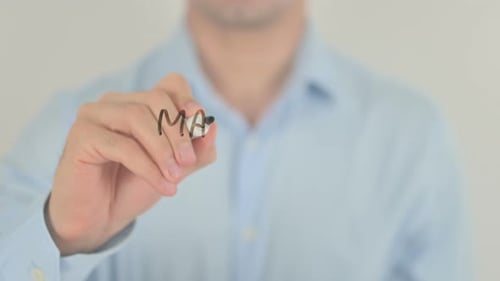 Faça uma doação, homem escrevendo na tela de vidro transparente