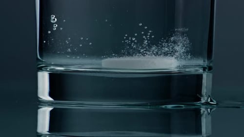 Effervescent Tablet Dissolves Quickly in Glass of Water