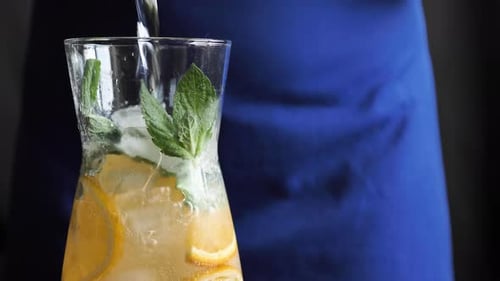 Cooking lemonade inside close-up