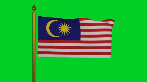 Waving Malaysia Flag Animation on Green Screen