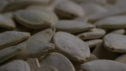 Macro Close-Up of Raw Pumpkin Seeds