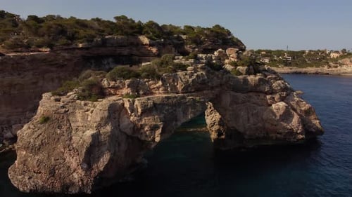 Es Pontas Natural Stone Arch in Cala Santanyi in Mallorca or Majorca, Spain