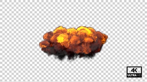 Realistic Fire Explosion with Black Smoke Alpha Channel