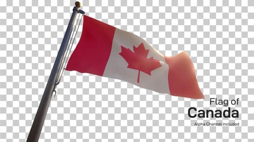 Waving Canadian Flag on a Transparent Background