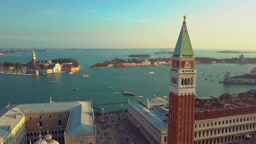 Aerial View of Venice Panoramic Landmark, Aerial View of Piazza San Marco or St Mark Square