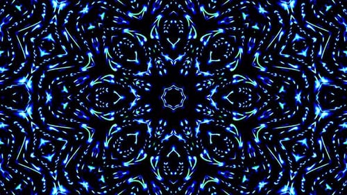 Glowing Blue Abstract Kaleidoscope Geometric Pattern Loop