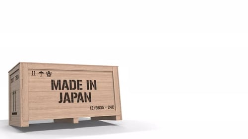 Wooden Crate with Printed MADE IN JAPAN Text