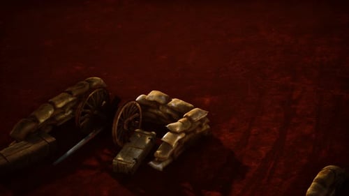 Animated Historical Cannon and Sandbags Scene
