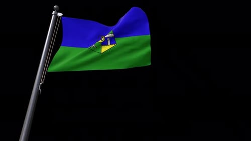 Realistic Waving Flag Animation with Custom Blue and Green Emblem
