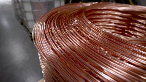 Close Up of Shiny Copper Wire on Spool