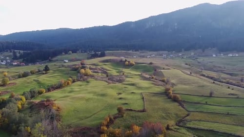Village In Mountains Aerial V1