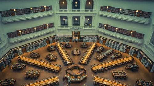 Aerial View of State Library Victoria Interior