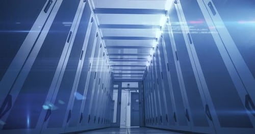 Digital Data Code Overlay in Server Room